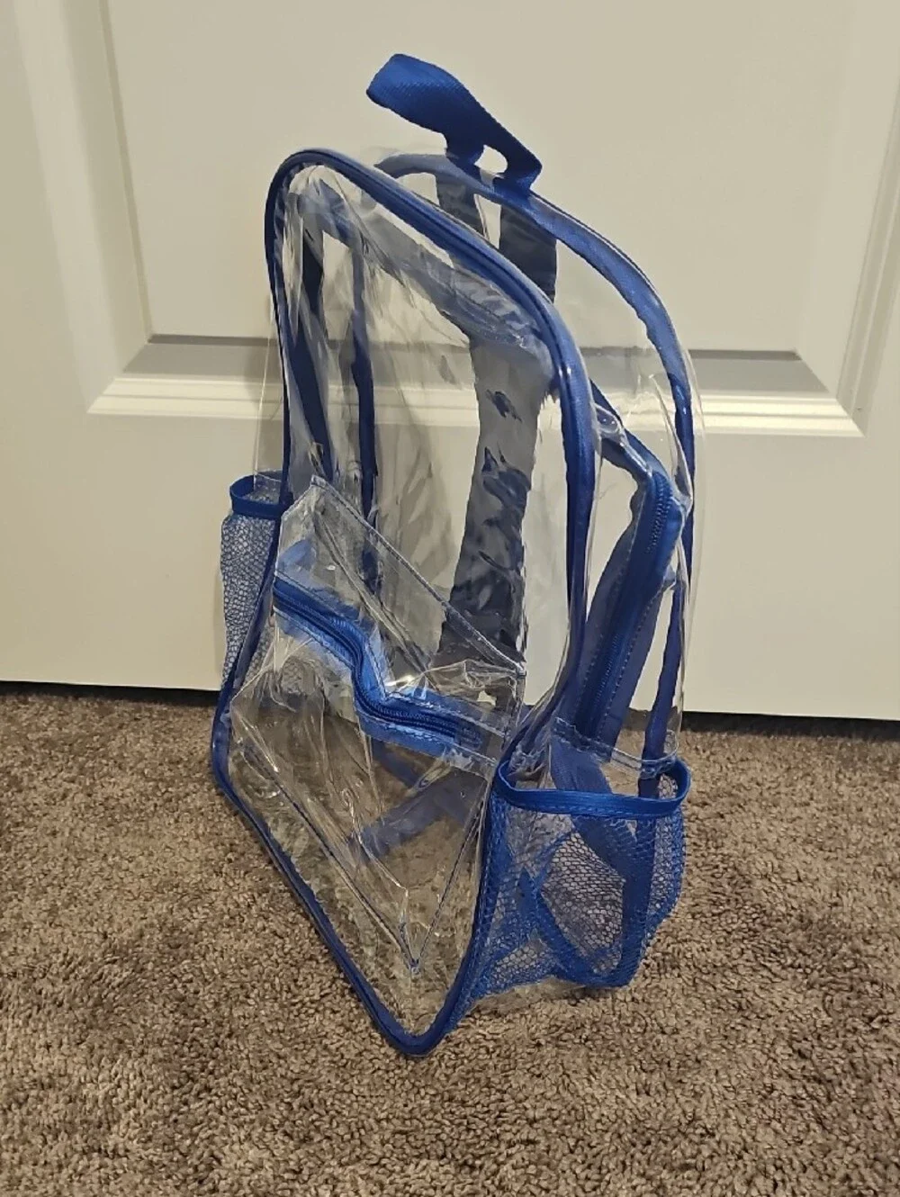 Clear Backpack with Blue Trim